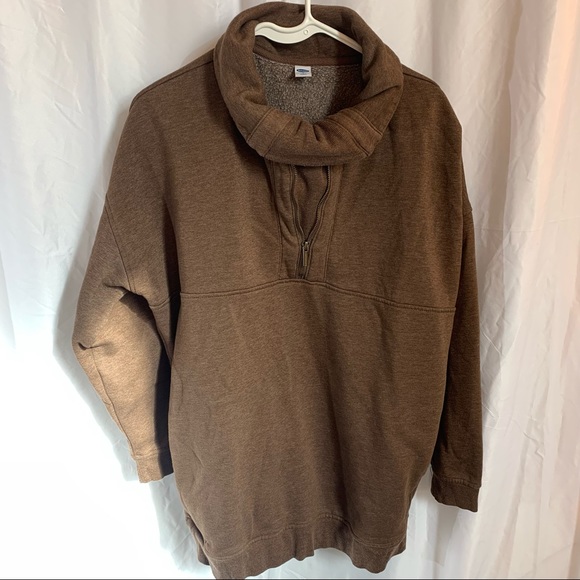 Old Navy Sweaters - Old Navy High Neck Sweatshirt 3/4 Zip Detail Two Hand Pockets